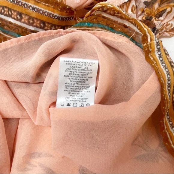 JOIE Women’s Peach Floral Clip Dot V-Neck Peasant Top Chiffon Lined Size XS - Picture 7 of 7